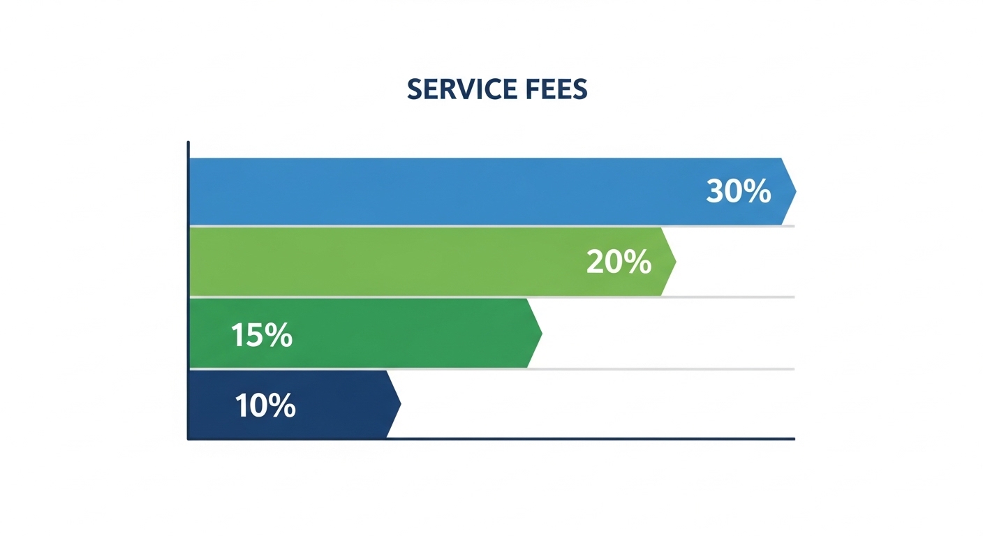Airbnb co-host fee ranges by service level from 10% to 30%